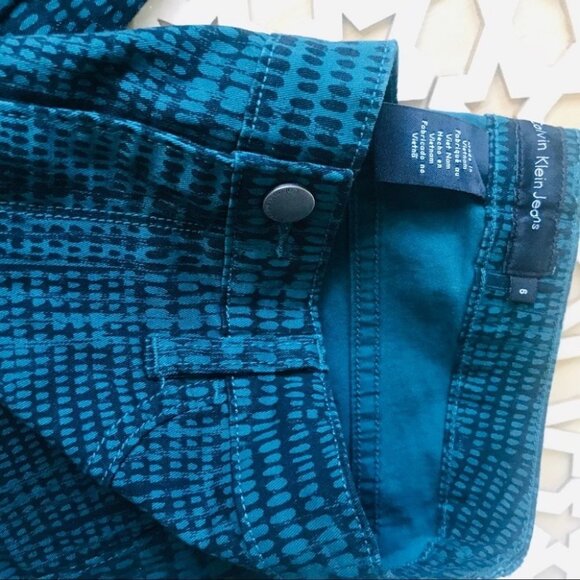 Calvin Klein jeans a black Nad Green Animal Print Skinny Jean Pants Woman size 6 - Picture 7 of 16